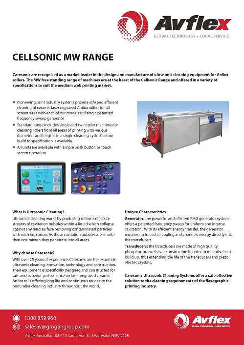 Ultrasonic Cleaning Free Standing Unit MW Range Datasheet