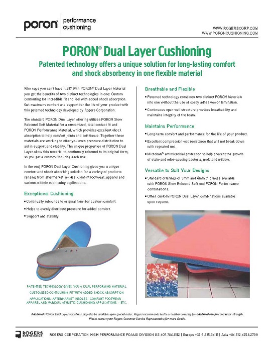 PORON® Dual Layer Cushioning Leaflet