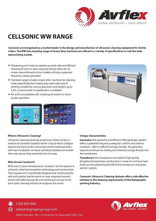 Ultrasonic Cleaning Free Standing Unit WW Range Datasheet